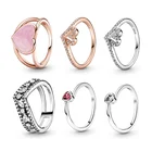 Высокое качество, Стерлинговое Серебро S925, блестящее Двухрядное искусственное кольцо, одинарный драгоценный камень, розовое вихревое искусственное украшение