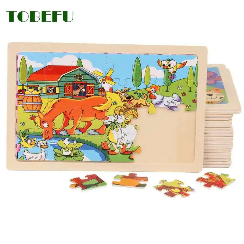 24 шт. детский деревянный пазл-животное | Игрушки и хобби