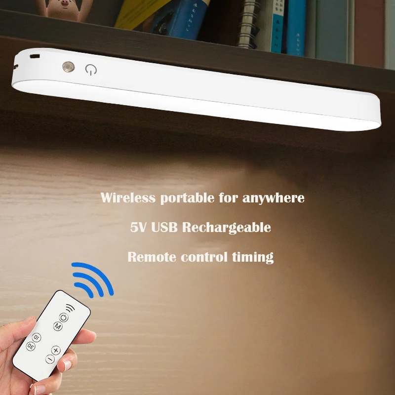 

Dimmable LED Closet Light USB Rechargeable Under Cabinet Night Light with Remote for Reading Room Kitchen Wardrobe Study Lights