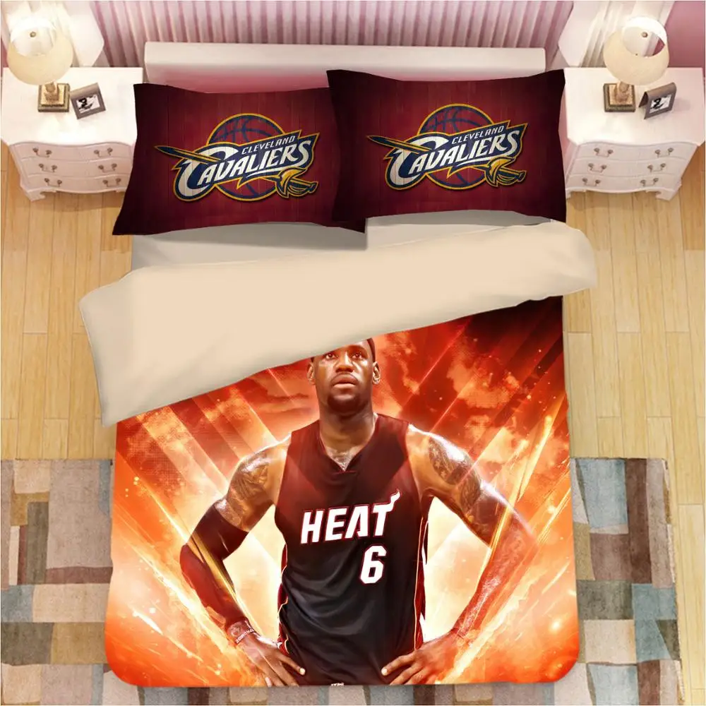 Heat James 3 шт. Наборы постельного белья пододеяльник баскетбольная звезда Джеймс Карри 3D печать набор постельных принадлежностей Твин Королева Король размер - Цвет: Heat James