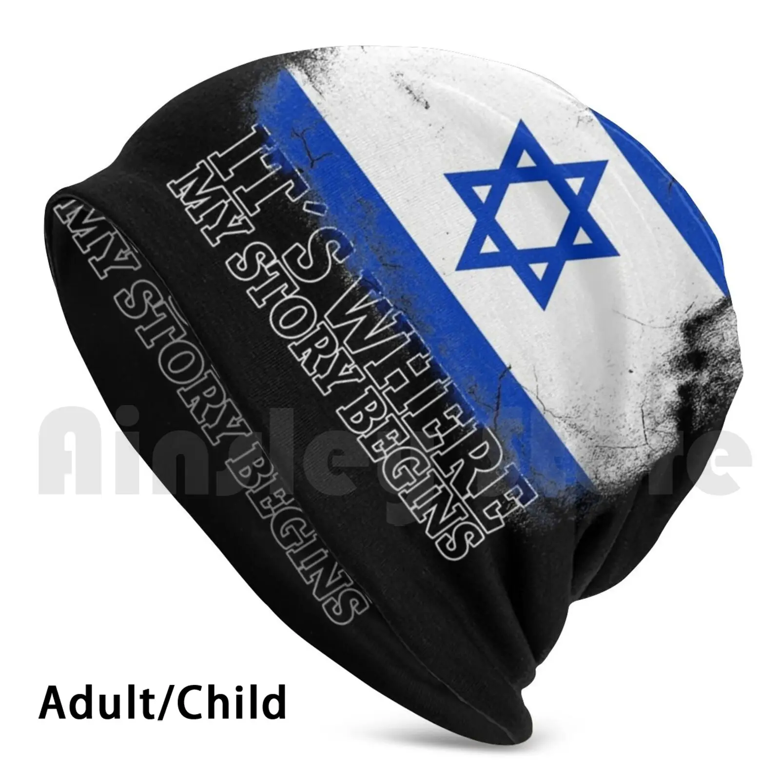 

It′s Where My Story Begins Israel Beanies Knit Hat 1391 Beanies Print Israel Sport Music Israel Israel Art Love