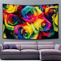 flower painting tapestry wall hanging chart hippie bohemian tapestries colorful psychedelic boho home home decor