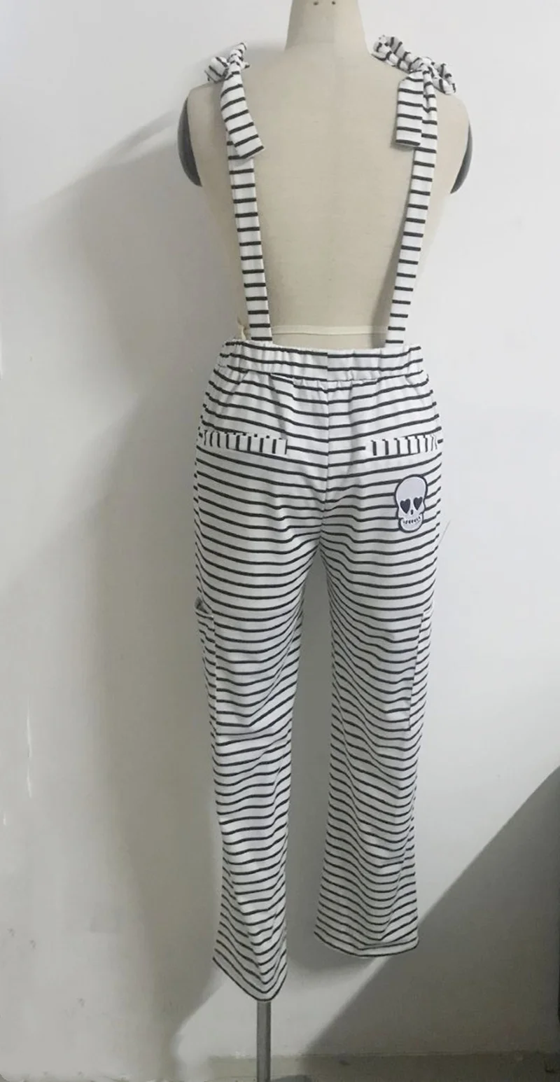 

Jumpsuit Rompers Women Summer Casual Skull Print Overalls Sleeveless Wide Leg Loose Bodysuit Sprorts Loose Stripe Home Playsuit