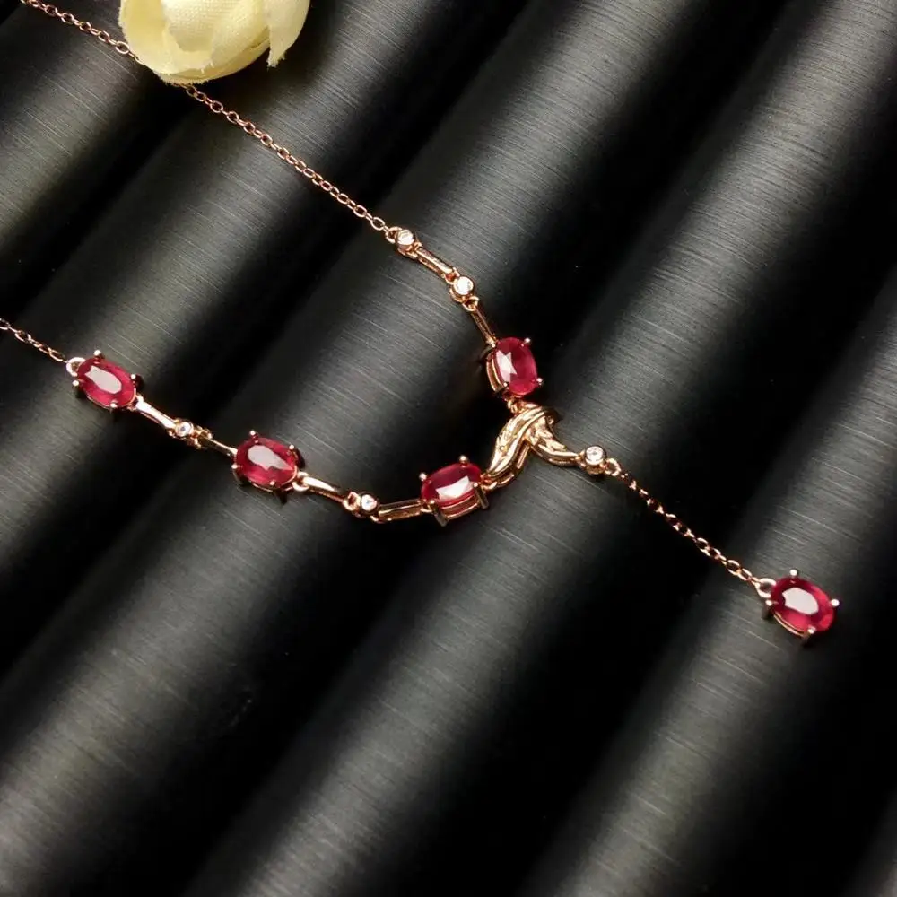 

Женское ожерелье с подвеской MeiBaPJ, из серебра 925 пробы, с красным камнем