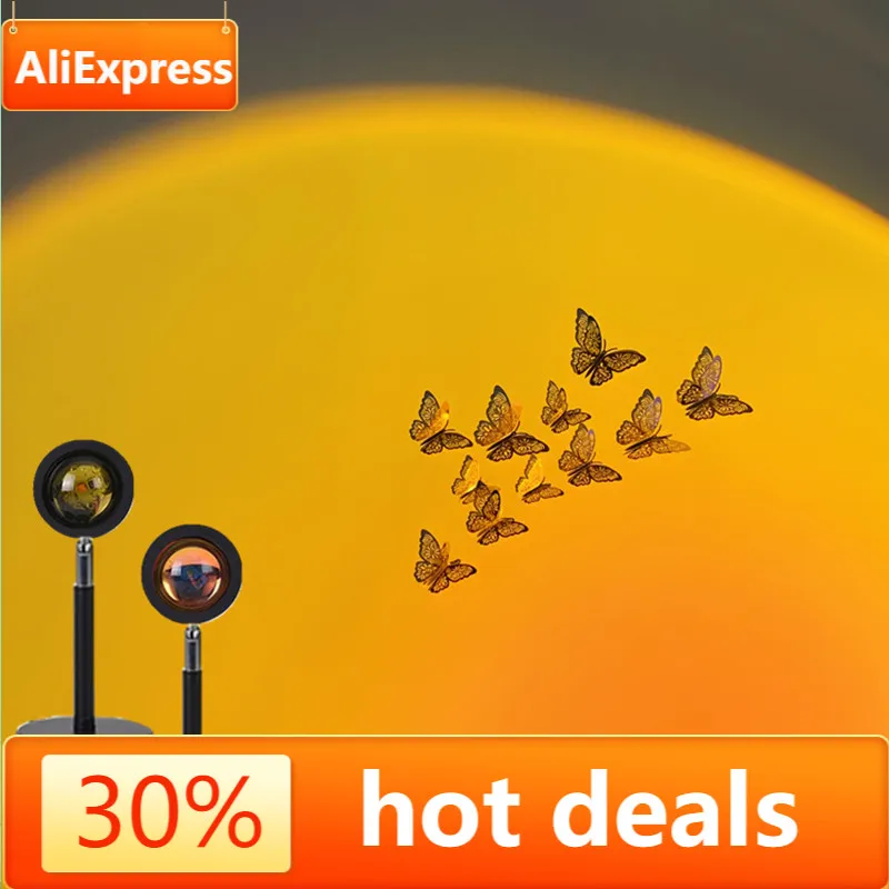 

Atmosphere Led Night Light Rainbow Sunset Projector Lamp for Home Coffe Shop Background Wall Decoration USB Operate Desk Lamp