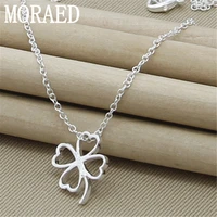925 sterling silver four leaves clover small pendant necklace 18 inch silver chain for mother woman jewelry gift