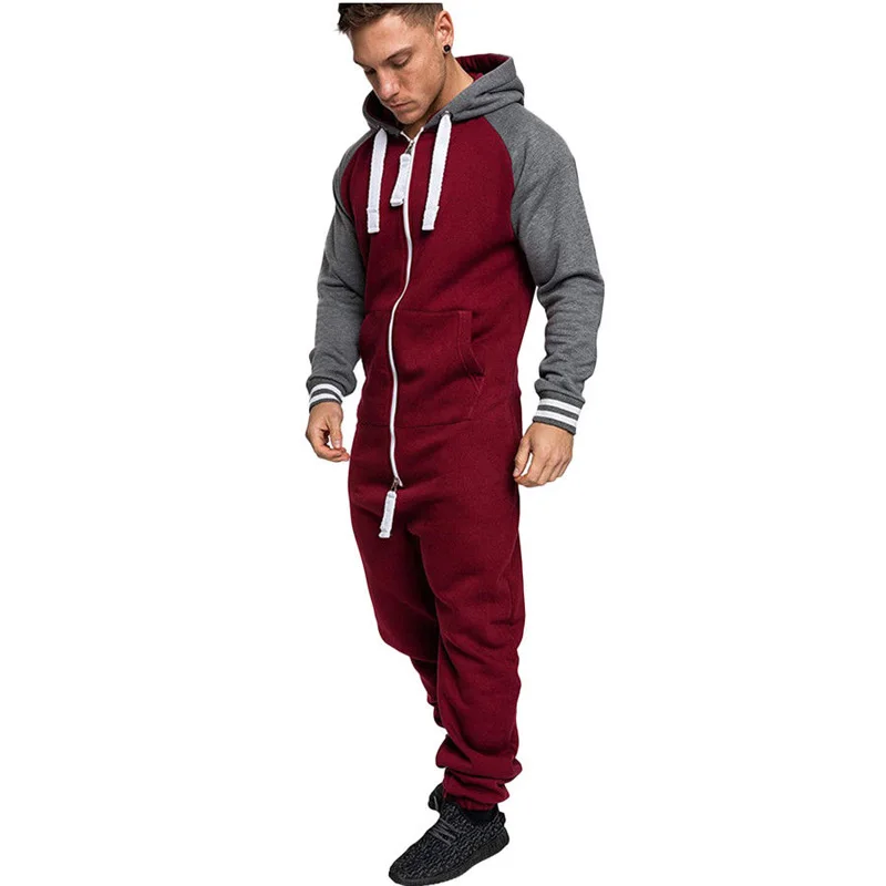 

Men New Style Long Sleeve Coverall One Piece Cotton Pants Trouser Casual Romper