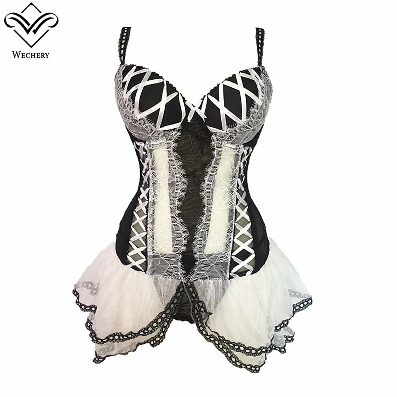 Wechery женский кружевной сексуальный сетчатый корсет в стиле стимпанк Топы Пуш ап