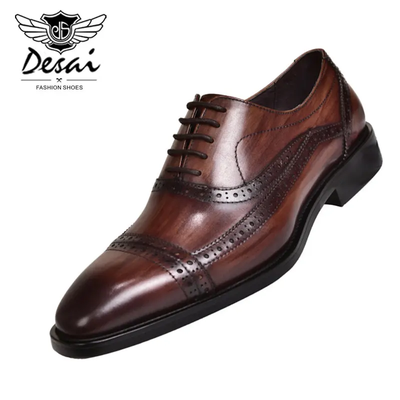 

Мужские туфли-оксфорды ручной работы, черные, коричневые Формальные туфли из натуральной кожи, броги, 2020