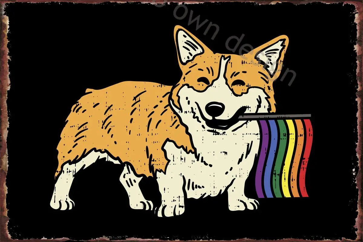 

Жестяные пластины Welsh Corgi ЛГБТ, Настенный декор в стиле ретро, винтажный металлический знак, жестяной знак для художественного паба, дома, кл...