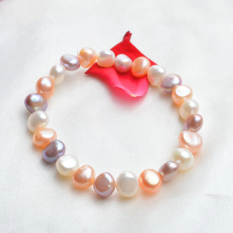 Женский браслет с жемчугом ASHIQI винтажный эластичный из натурального