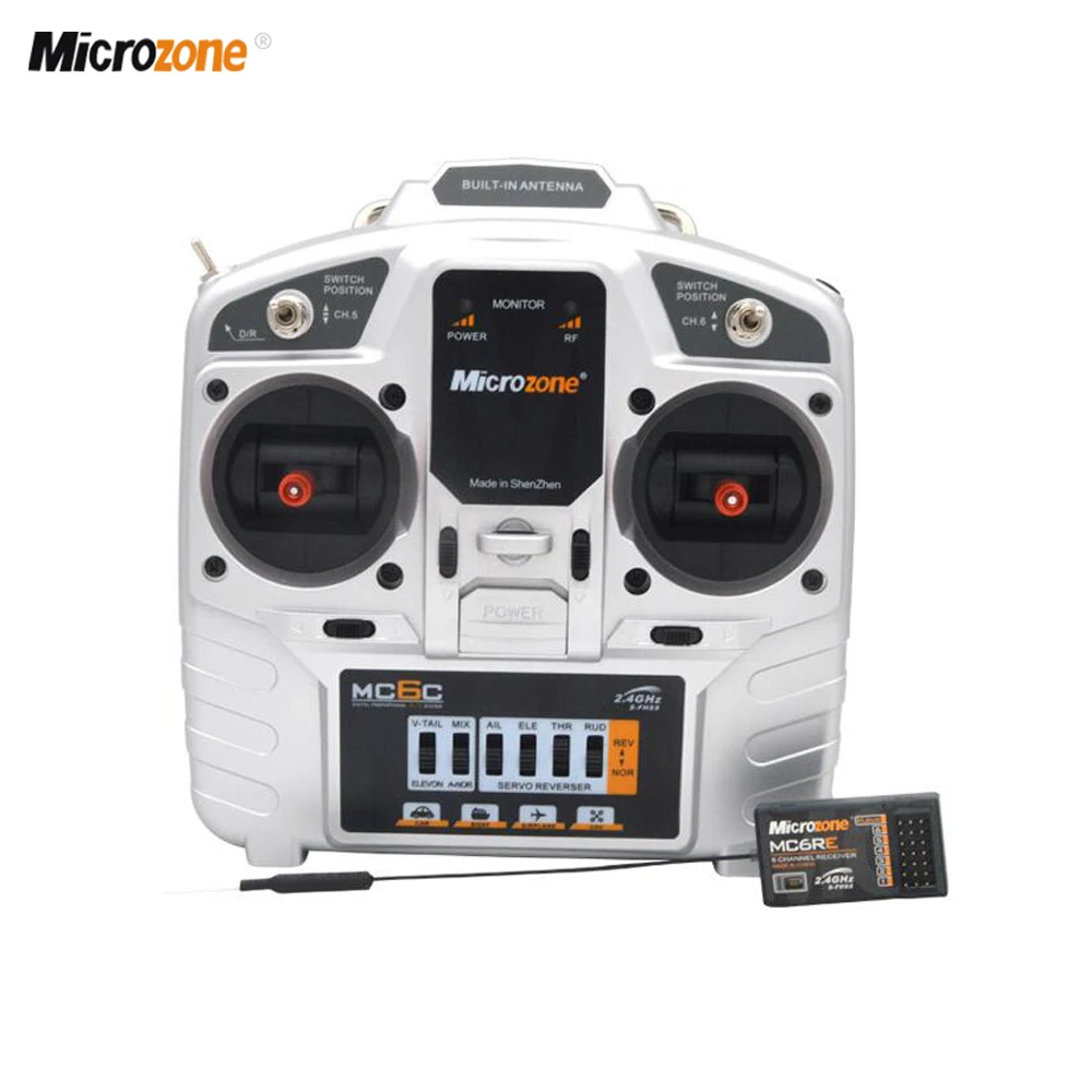 Пульт дистанционного управления MicroZone MC6C с MC6RE/Mini MC6RE/MC7RB 2,4G приемником для радиоуправляемого дрона с фиксированным крылом SU27