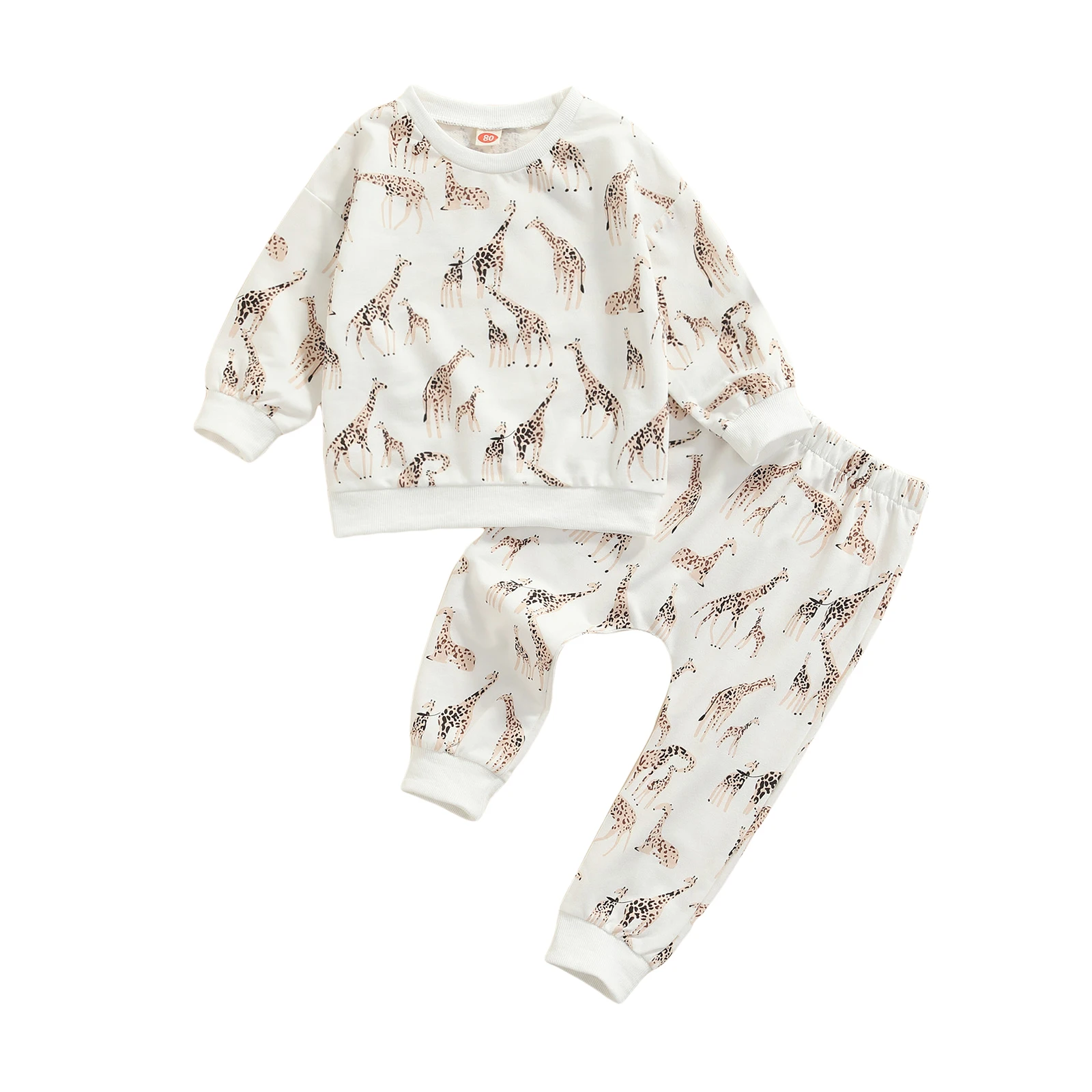 

Baby Boy\u2019s T-shirt and Trousers Set Cartoon Animal Print Long Sleeve Tops and Long Pants