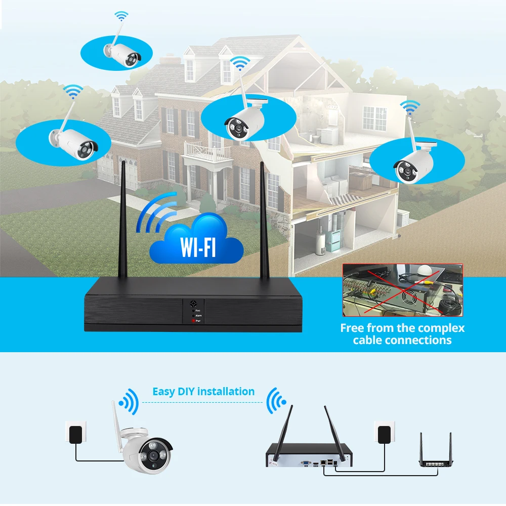 KERUI 1080P 2MP 4CH Беспроводная камера NVR система наружного IR-CUT CCTV видео домашний