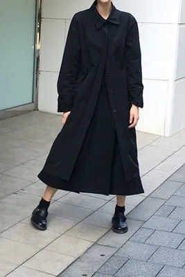 Новый маленький японский Отдел лацканы средней длины тонкий плащ