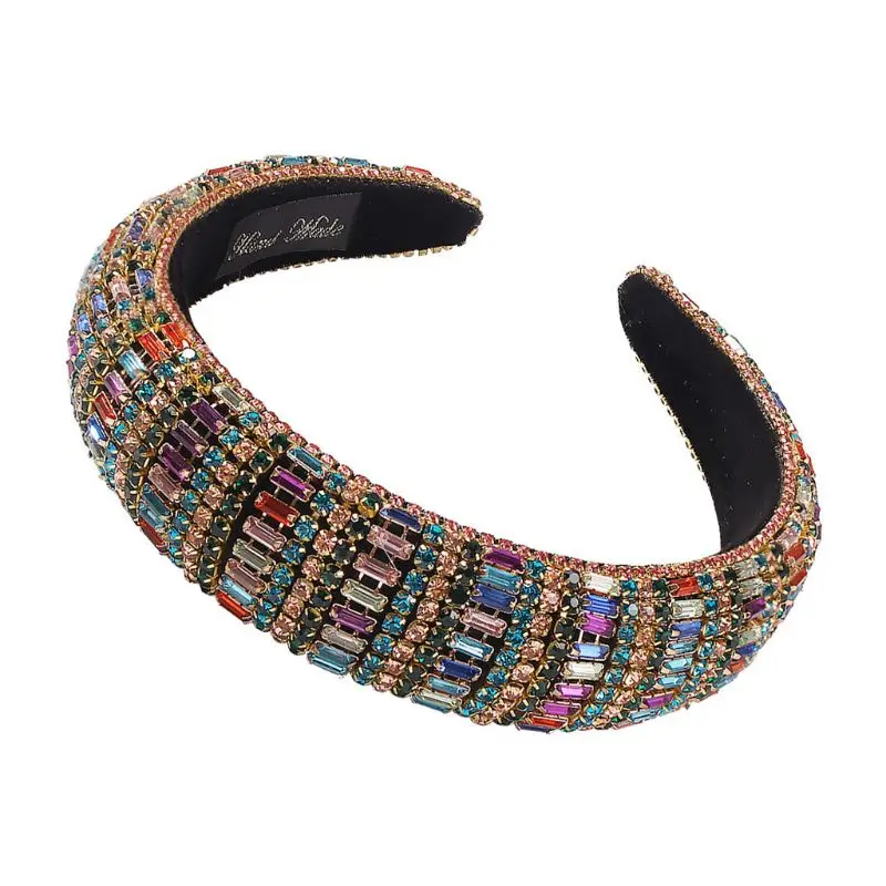 

Baroque Tiaras Wide Headband Luxurious Color Crystal Hair Hoop Female Girls Headwear Accessories