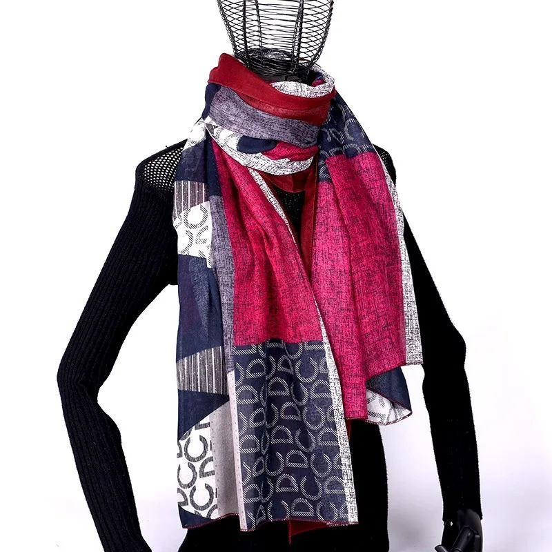 Зимний хлопковый шарф женские шали теплые длинные шарфы пончо модное