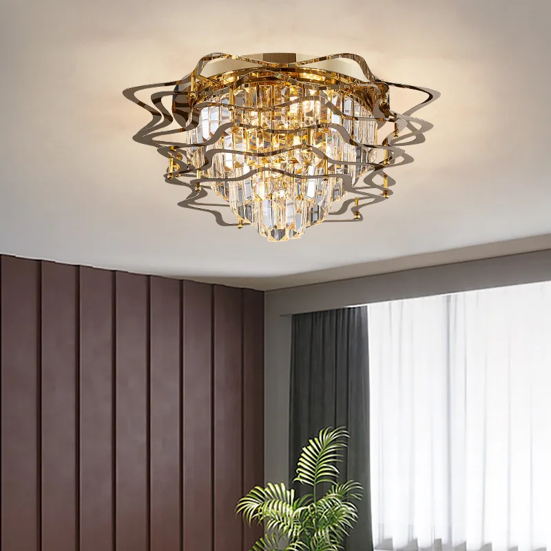

Modern light luxury crystal ceiling lamp villa living room Nordic bedroom dining room personality simple lamp