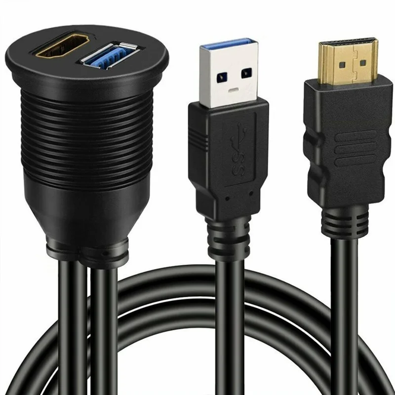 USB 3 0 и HDMI-совместимый с удлинитель + USB3.0 AUX Автомобильный Кабель для скрытого