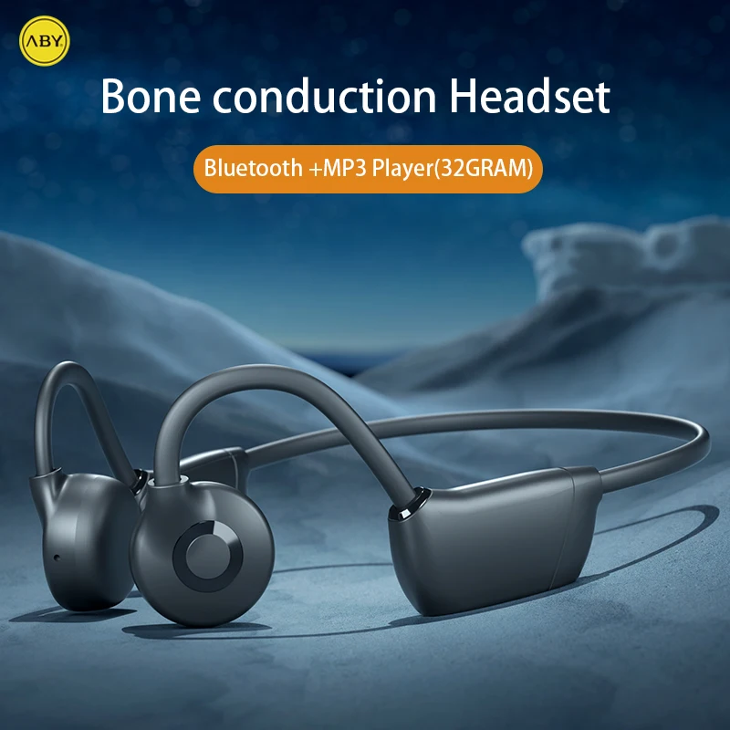 

ABY Bone Conduction Sport Earphone Bluetooth 5.3 Waterproof Earbuds Built-in 32G memory MP3 Player Headphones For xiaomi Apple