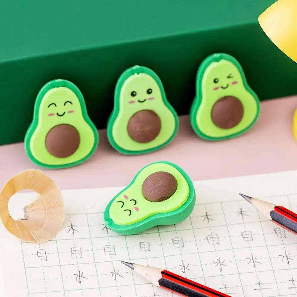 Ластик в форме авокадо Kawai 1 шт. милые цветные ластики выражений канцелярские