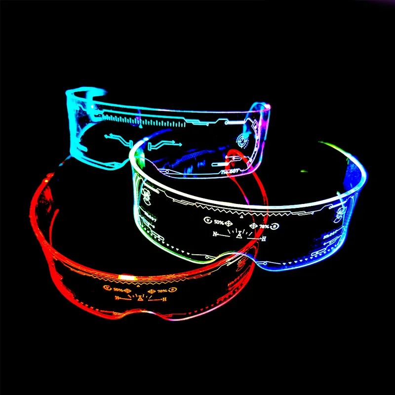 

Colorful EL Luminous Glasses Led Light Up Visor Eyeglasses for Bar KTV Christmas Birthday Party New Year Glasses Shades