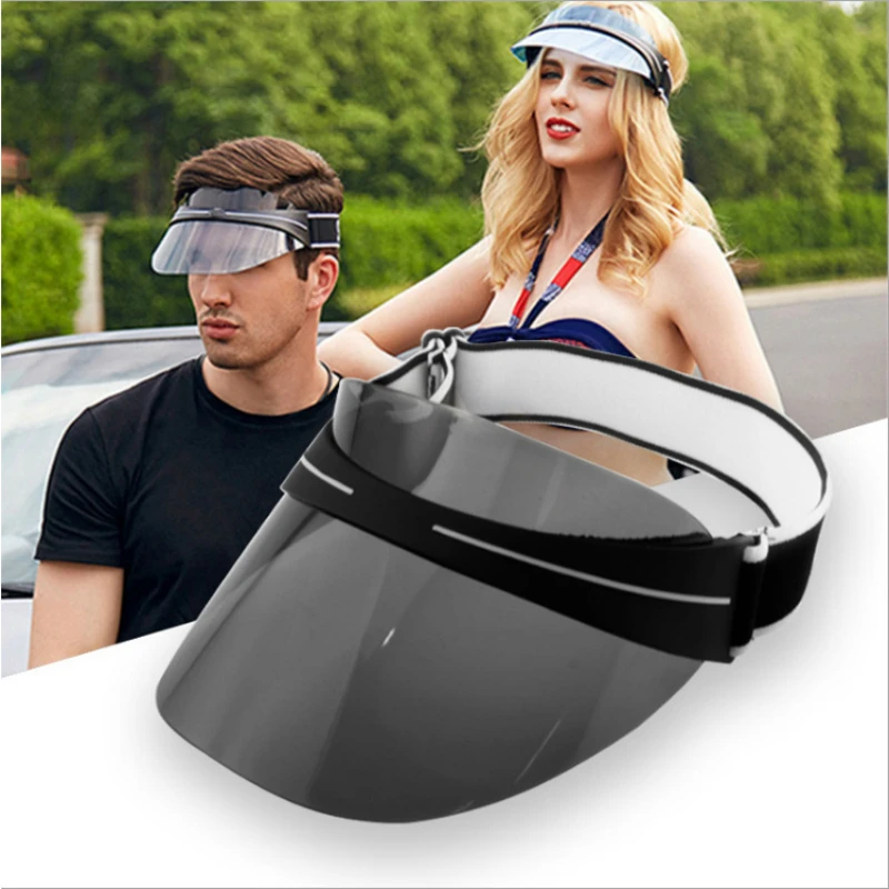 

2022 Men's Fashion Letter Sports Sunshade Travel Sunscreen Driving Baseball Cap Women Transparent PC Plastic Empty Top Sun Hat