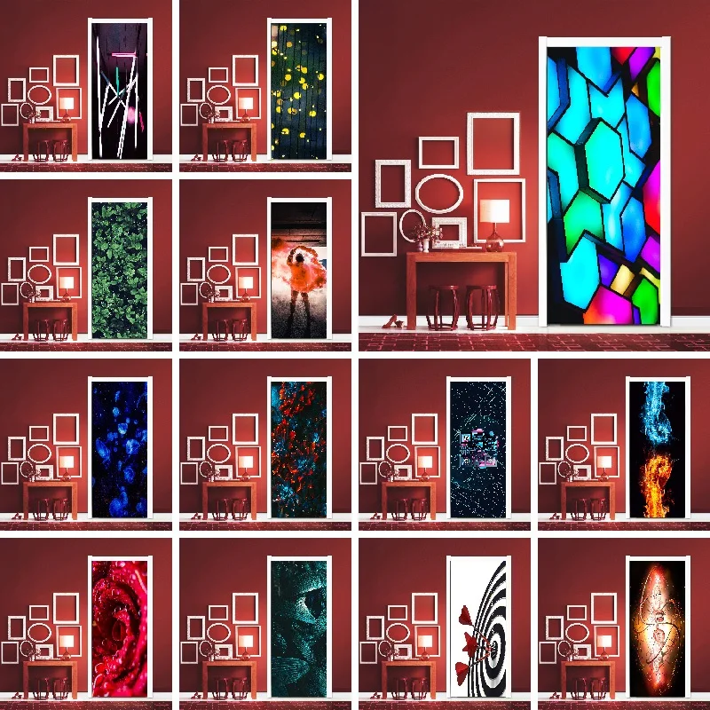 

3D PVC Landscape Door Sticker Wall Sticker Mural Wallpaper Poster Self Adhesive Removable Waterproof Door Decal Home Decor