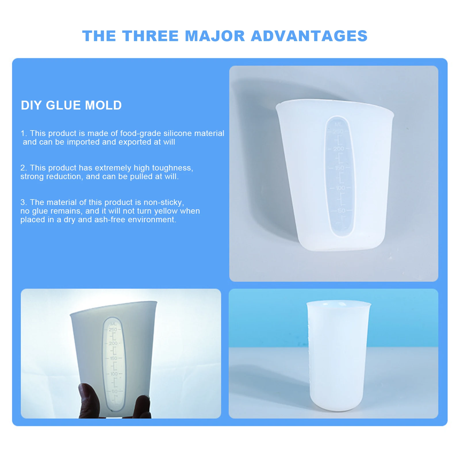 

DIY Crystal Epoxy Resin Mold 250ml Measuring Cup Mug Silicone Mould Handmade Crafts Decorations Casting Tools