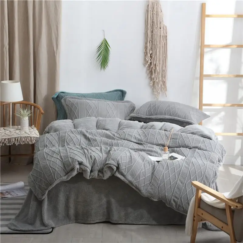 

Knited Fleece Super Warm Duvet Cover set Perfect for Winter Quen King size Bedding Set Comforter Cover Bed sheet set Pillowcases