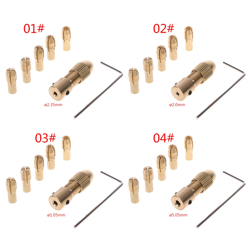 7Pcs/Set 2/2.35/4.05/5.05mm Electric Motor Shaft Mini Chuck Fixture Clamp 0.5-3.0mm Small To Drill Bit Micro Chuck Fixing Device