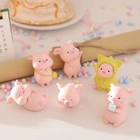 cartoon pink pig ornament diy crafts resin piggy statue collection toy fairy garden mini miniatures figure