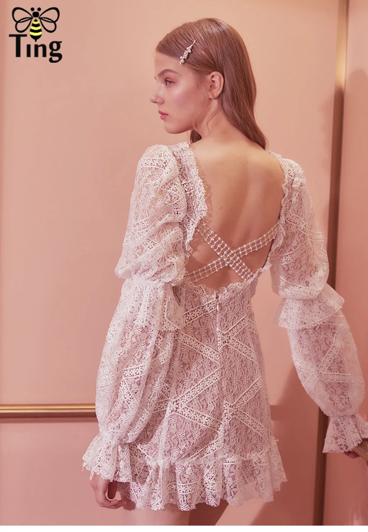 Женское кружевное мини платье Tingfly облегающие вечерние платья с вырезом