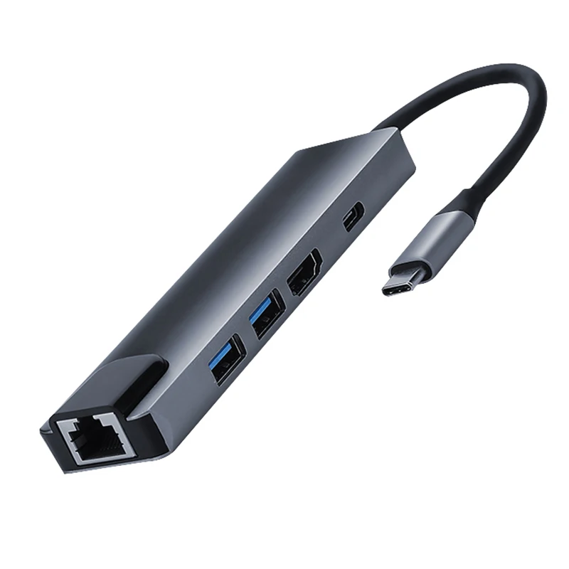 

5 в 1 USB C концентратор, Type-C к HDMI RJ45 USB PD док-станция для ноутбука для ПК ноутбука