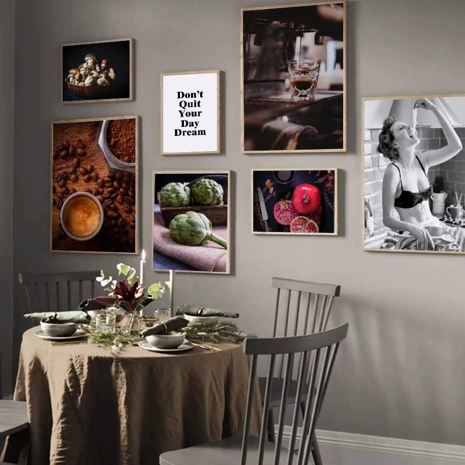 Настенная картина в виде грибов кофейных зерен водонепроницаемая Картина на