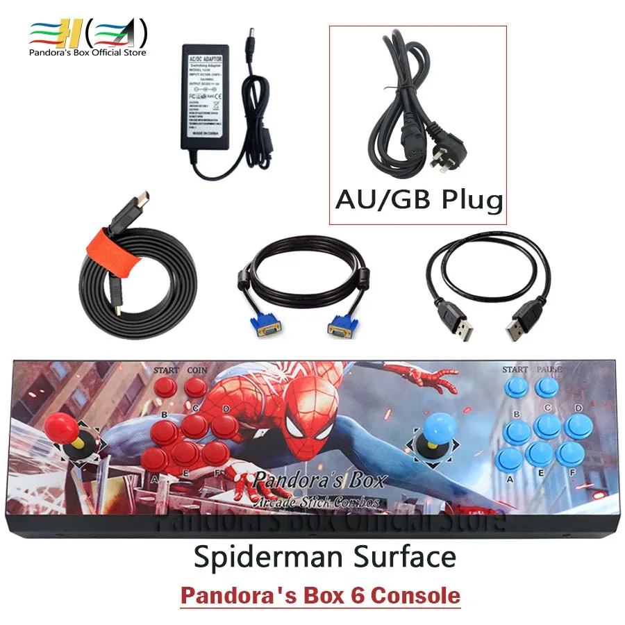 PB6 spiderman GB Новинка Pandora Box 6 1300 в 1 2 игрока джойстик игровой автомат консоль поддержка fba mame ps1 3d может добавить 3000 игр tekken pac man - Цвет: PB6 spiderman GB