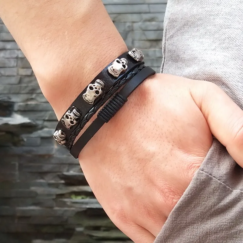Многослойный браслет из сплава для мужчин и женщин Модный классический кожи