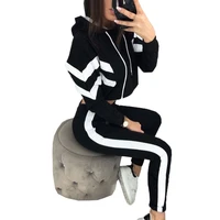 2020 autumn women fashion hooded 2 piece set tracksuit sleeve patchwork toppants jogging suits sportswear sports hot sale suit