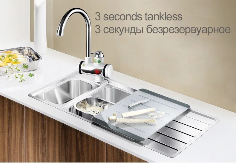 3000 Вт Мгновенный водонагреватель, Электрический кран для кухни/ванной, кран для нагрева горячей воды, без резервуара, водонагреватель с душевой кабиной
