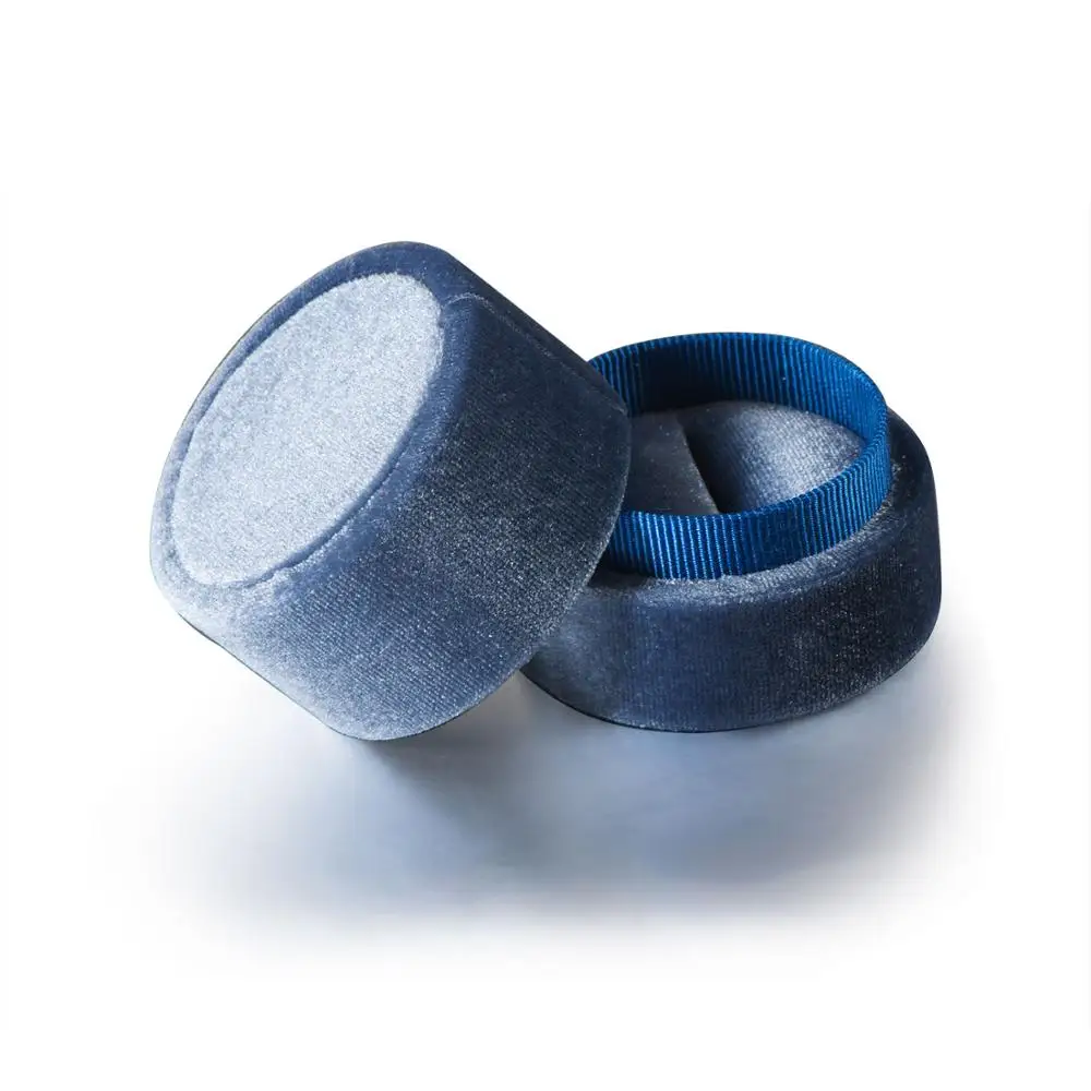 B05Round-Blue-1PC GZXSJG ручной работы бархатные круглые коробки для ювелирных изделий для свадьбы розовый зеленый синий кольца коробки для свадьбы помолвки свадебные подарки упаковка - Цвет: B05Round-Blue-1PC