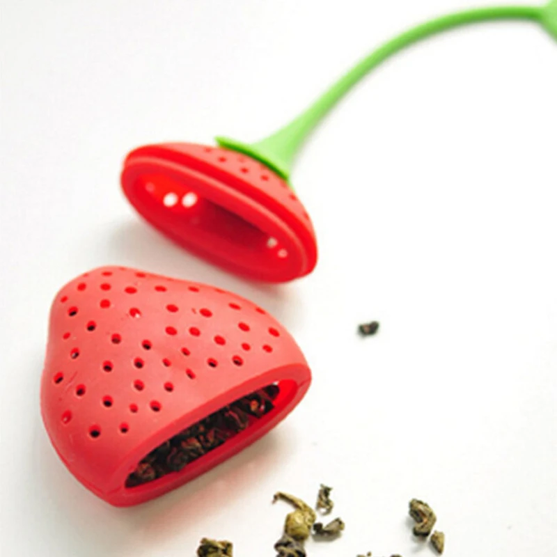 Силиконовые Клубника свободные ПЕРФОРИРОВАННОЕ ситечко для трав и специй фильтр