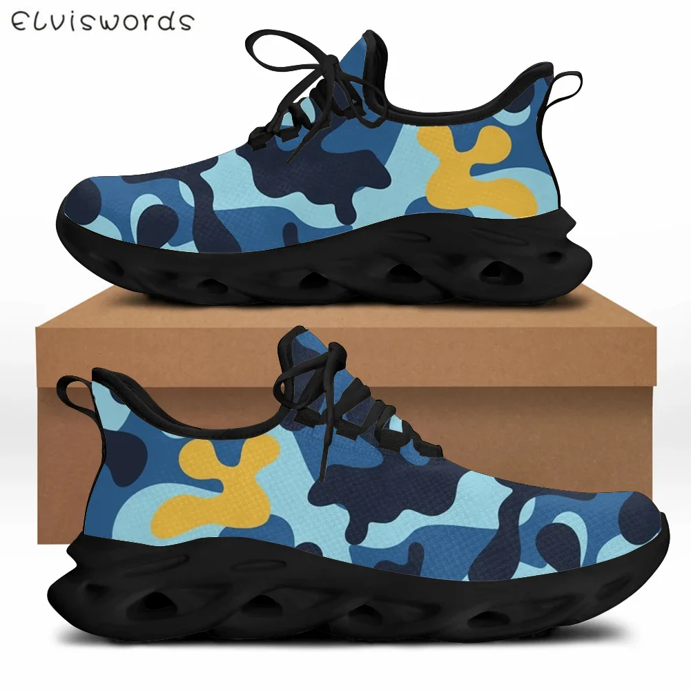 

Кроссовки ELVISWORDS мужские на плоской подошве, повседневная прогулочная обувь, на шнуровке, камуфляжный узор, 3D