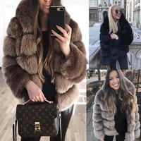 womens autumn and winter thickened warm fur coat long sleeved hooded jacket