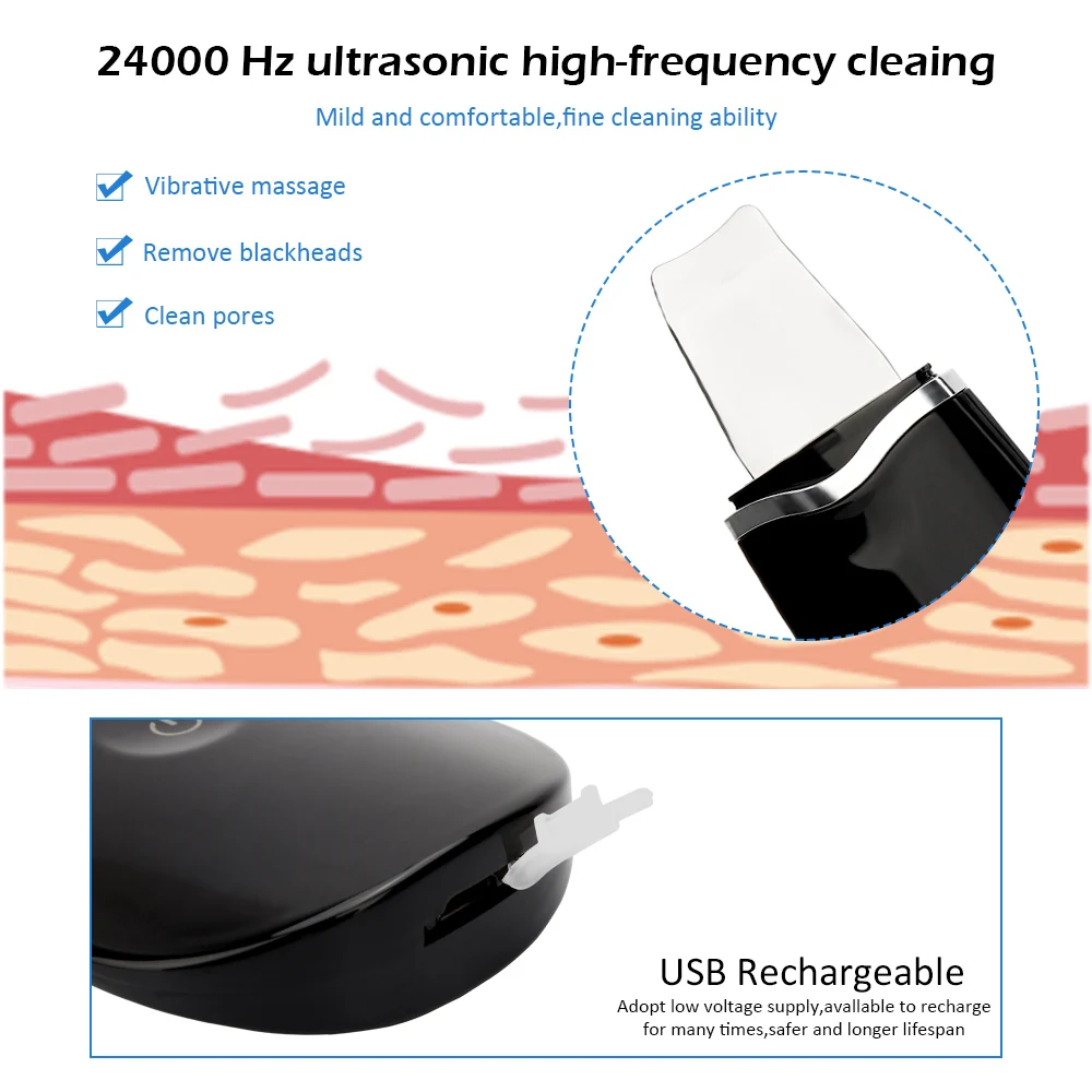 Ультразвуковая ионная Глубокая очистка кожи пилинг лопата подтяжка лица