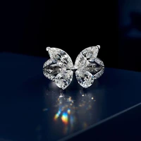 hot selling butterfly crystal rings for women new 2021 shine rhinestone rings weddings party jewelry gifts