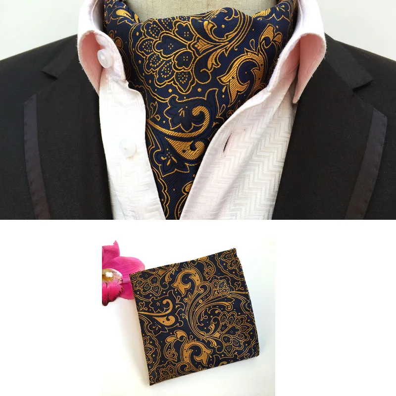 

2020 Gentlemen Designer's Ascot Pocket Square Set High Quality Woven Cravat