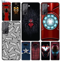 soft black cover marvel iron spider man for samsung galaxy s22 s21 s20 fe ultra s10 s10e lite s9 plus pro phone case