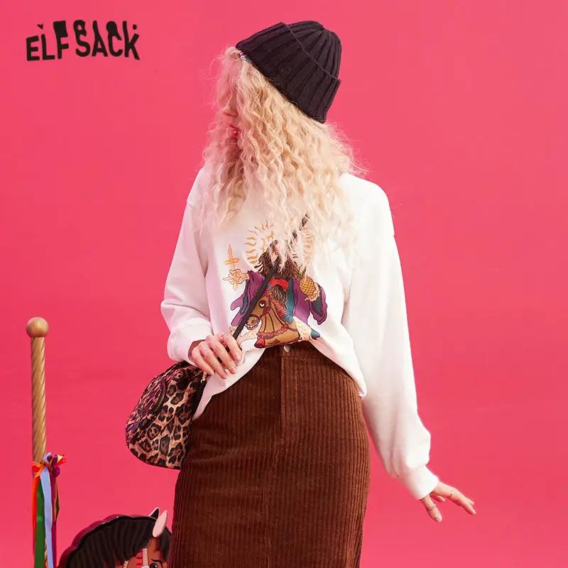 ELFSACK, зеленый, однотонный, с принтом Иисуса, корейский пуловер, Толстовка для женщин, зима, белый, чистый, с вышитыми буквами, забавные, повседневные, женские топы