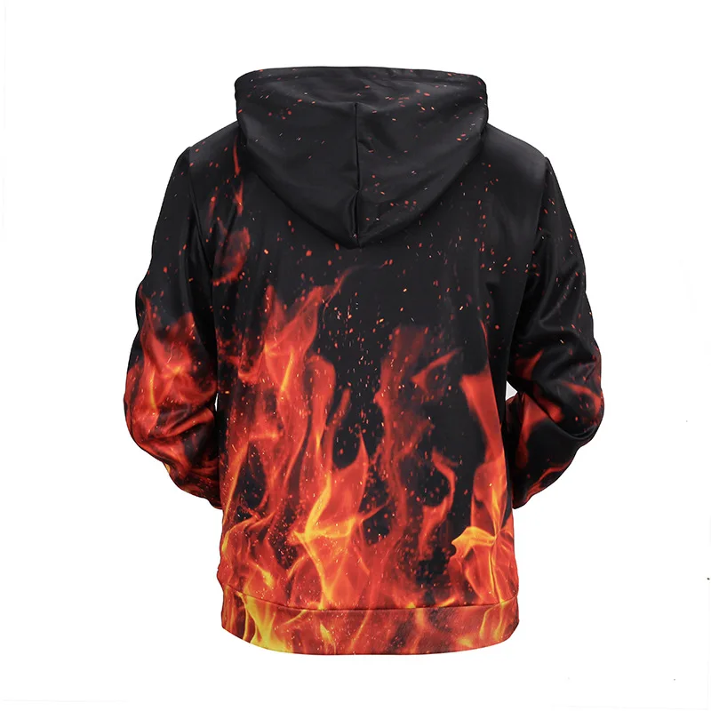 Мужская толстовка с капюшоном черная свободная 3D принтом огненной Галактики
