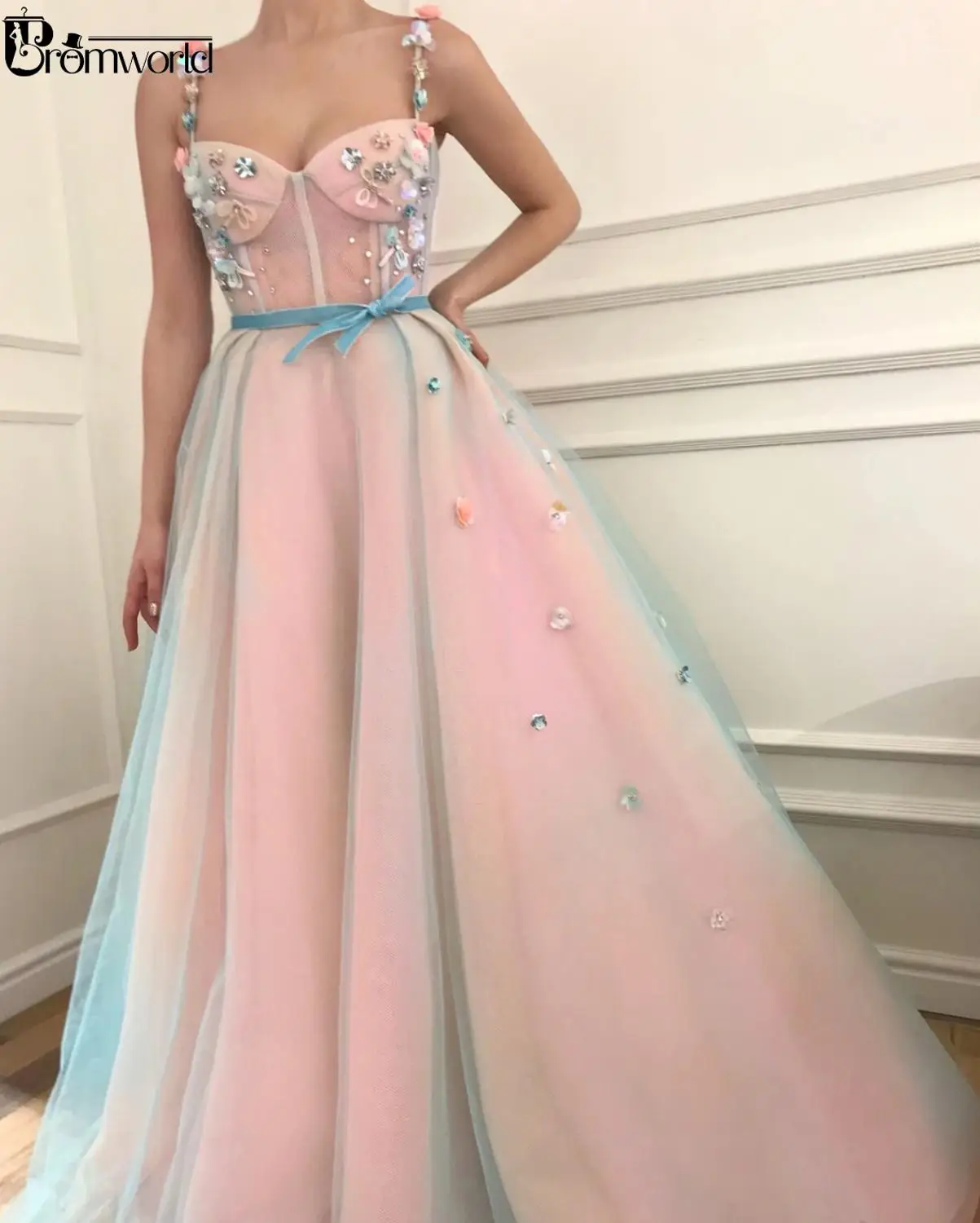 Милая Цветы розовые платья для выпускного вечера длинное 2021 с украшением в виде